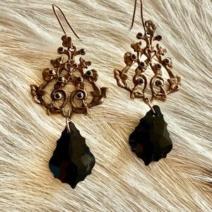 Virgins Saints & Angels Black and Gold Filigree Earrings